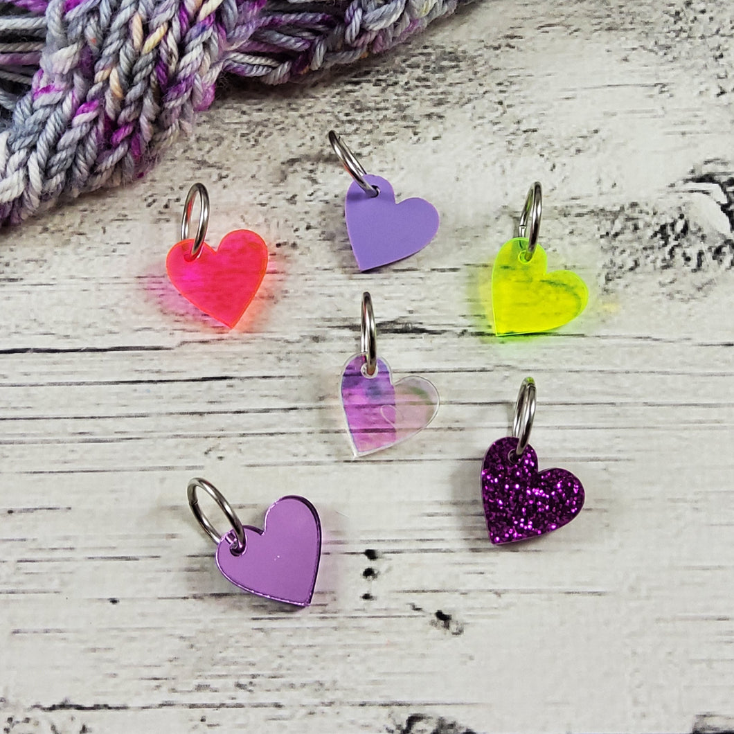 Acrylic Heart Shape Stitch Marker Set