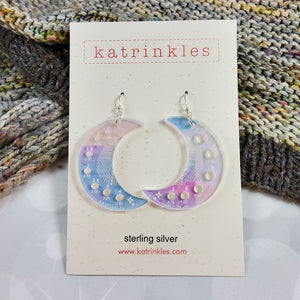 Iridescent Acrylic Moon Needle Gauge Earrings