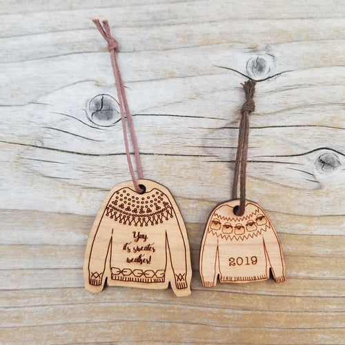 Sweater Ornament - Branded - Wood